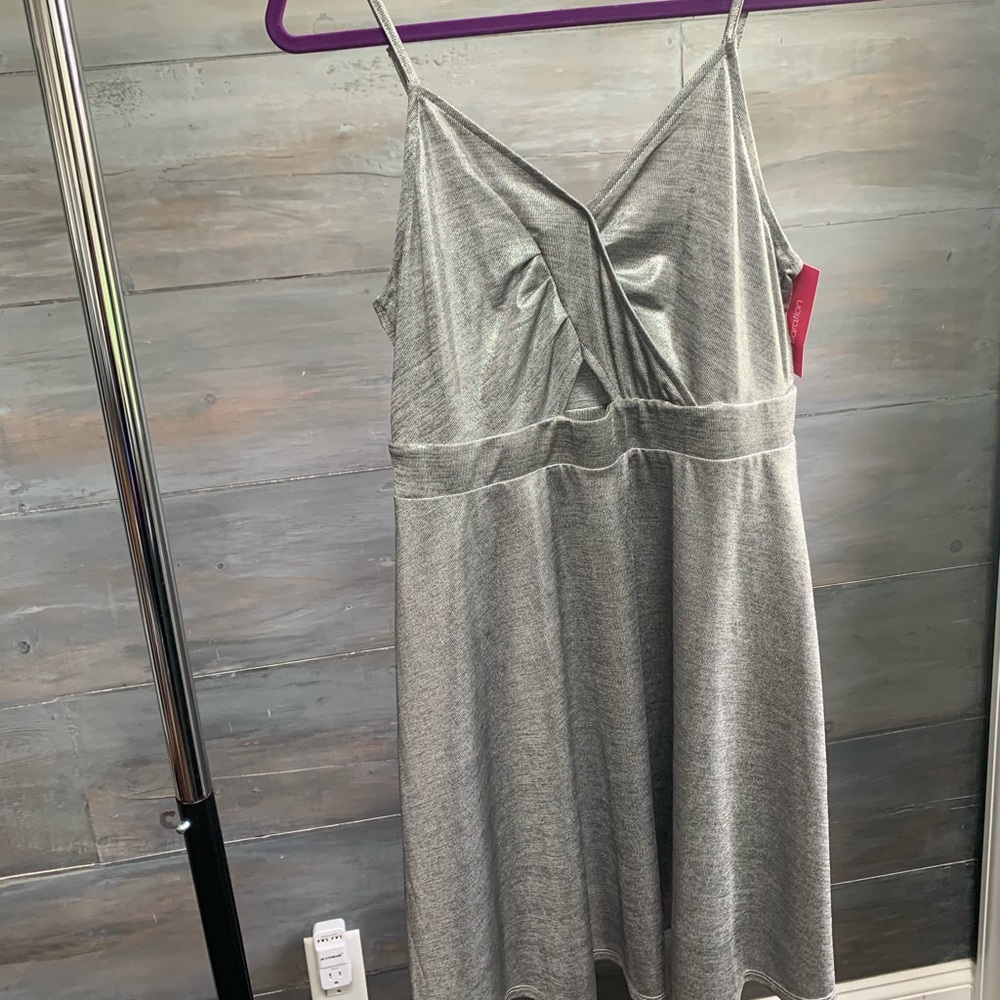 NWT Xhiliration Metallic silver dress